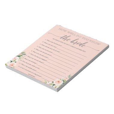 Budget Game How Well Do You Know The Bride Notepad