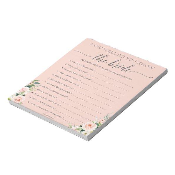 Budget Game How Well Do You Know The Bride Notepad
