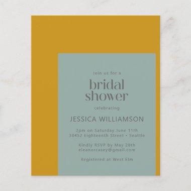 Budget Geometric Mustard Sage Bridal Shower Invite