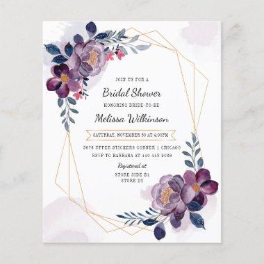 Budget Geometric Purple Blush Floral Bridal Shower
