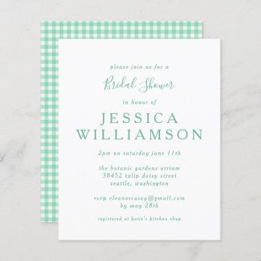 Budget Gingham Plaid in Mint Green Bridal Shower