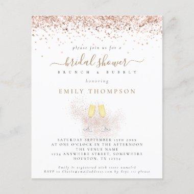 Budget Glitter Champagne Bridal Shower Invitations