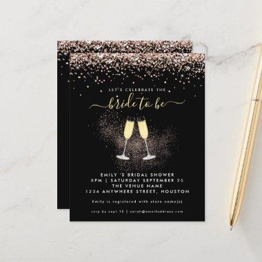 Budget Glitter Champagne Bridal Shower Invitations