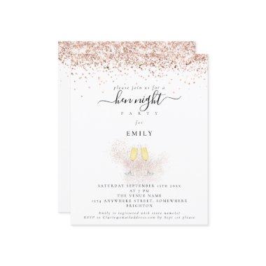 Budget Glitter Champagne Hen Night Invitations