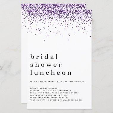 Budget Glitter Purple Bridal Shower Lunch Invite