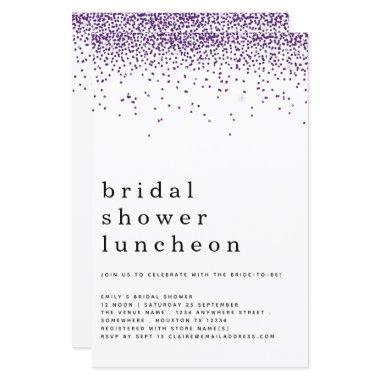 Budget Glitter Purple Bridal Shower Lunch Invite