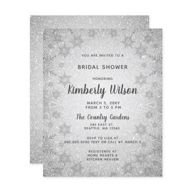 Budget Glitter Snowflakes Bridal Shower Invitations