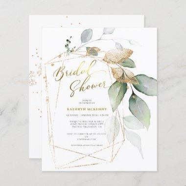 Budget Gold Eucalyptus Greenery Bridal Shower Invitations