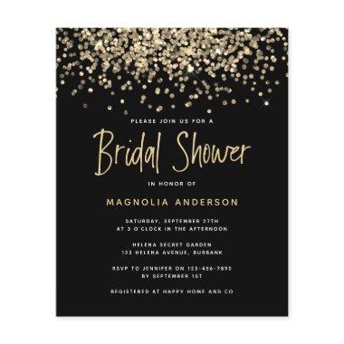 BUDGET Gold Glitter Bridal Shower Invitations