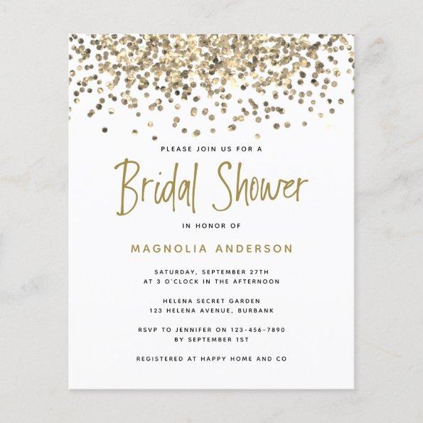 BUDGET Gold Glitter Bridal Shower Invitations