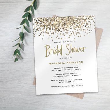 BUDGET Gold Glitter Bridal Shower Invitations