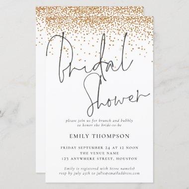 Budget Gold Glitter Bridal Shower Invitations