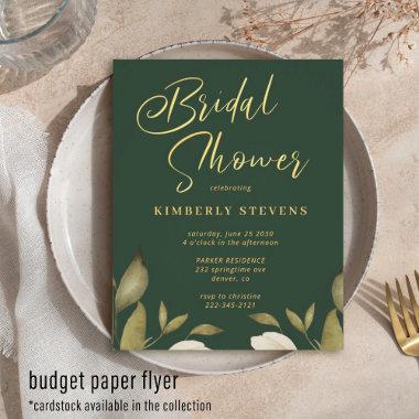 Budget gold green bridal shower Invitations flyer
