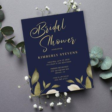 Budget gold navy bridal shower Invitations