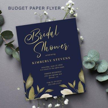 Budget gold navy bridal shower Invitations flyer