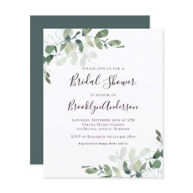 Budget Greenery Bridal Shower Invitations