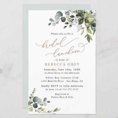 Budget Greenery Gold Bridal Luncheon Invitations