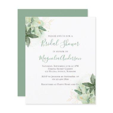 Budget Greenery Gold Bridal Shower Invitations