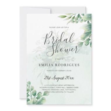 BUDGET Greenery Gold Eucalyptus BRIDAL SHOWER Invitations