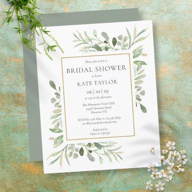 Budget Greenery Leaves Bridal Shower Invitations