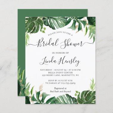 Budget Greenery Tropical Bridal Shower Invitations