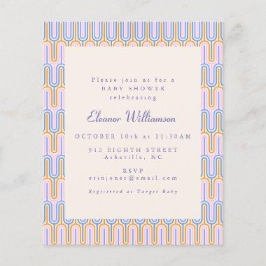Budget Groovy Cute Periwinkle Baby Shower Invite