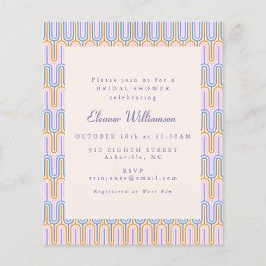 Budget Groovy Periwinkle Bridal Shower Invite