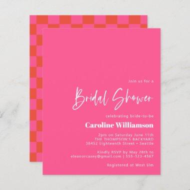 Budget Hot Pink Red Checkerboard Bridal Shower
