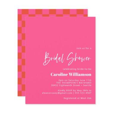 Budget Hot Pink Red Checkerboard Bridal Shower