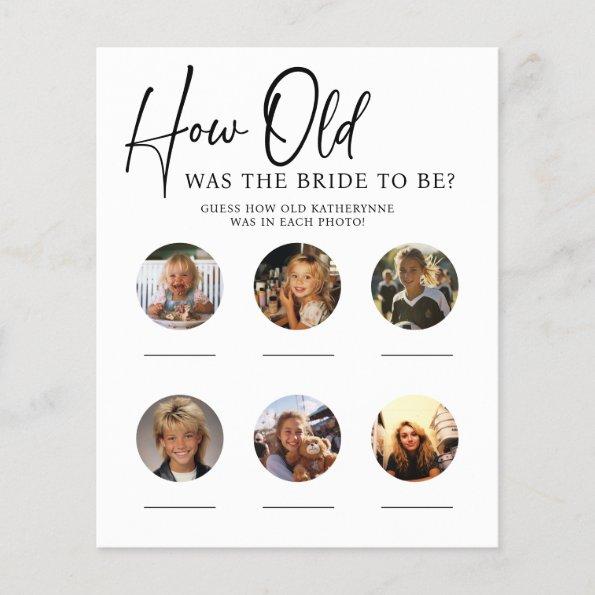 Budget How Old Was Bride Bridal Shower Party Game