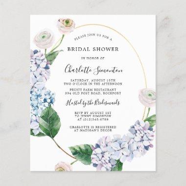 Budget Hydrangea Rose Bridal Shower Invitations