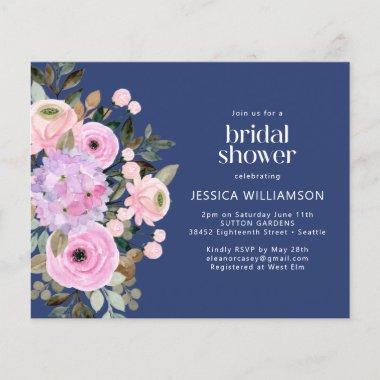 Budget Lavender Blue Floral Bridal Shower Invite