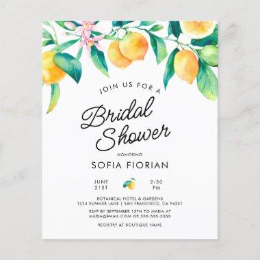 Budget Lemon Bridal Shower Invitations