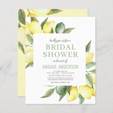 Budget Lemon Floral Bridal Shower Invitations