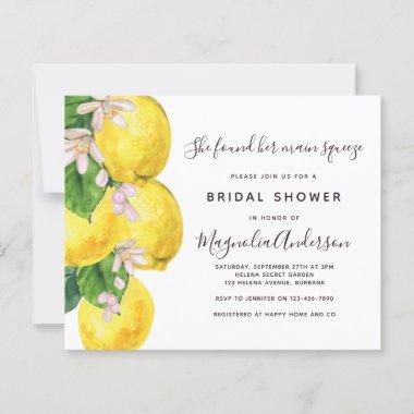 Budget Lemon Main Squeeze Bridal Shower Invitations