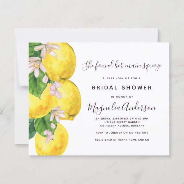 Budget Lemon Main Squeeze Bridal Shower Invitations