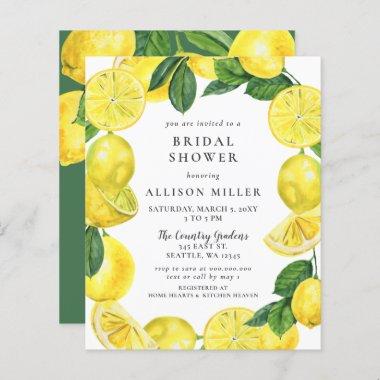 Budget Lemon Wreath Bridal Shower Invitations