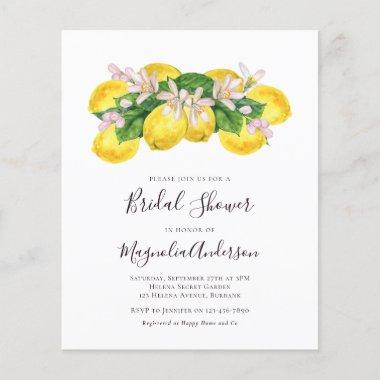 Budget Lemons Bridal Shower Invitations