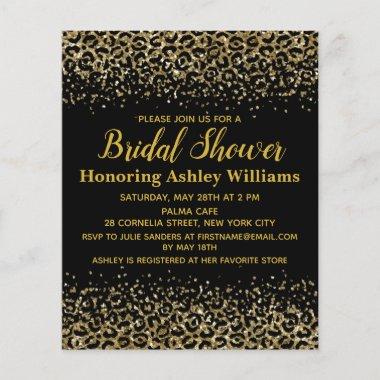 Budget Leopard Black Gold Bridal Shower Invitations