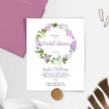 Budget Lilac Flowers Bridal Shower Invitations