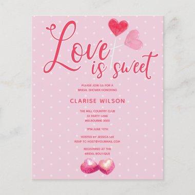 BUDGET Love Is Sweet Pink Bridal Shower Invite