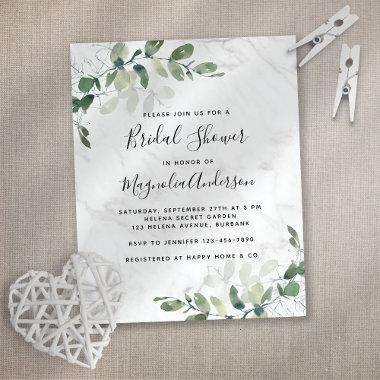BUDGET Marble Eucalyptus Bridal Shower Invitations