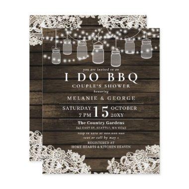 Budget mason jars BBQ Couples Shower Invitations