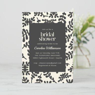Budget Matisse Botanical Black White Bridal Shower Invitations