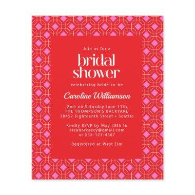 Budget Mid Modern Red Pink Geometric Bridal Shower