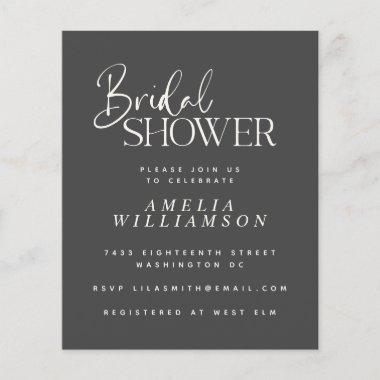 Budget Minimal Black Script Bridal Shower Invite