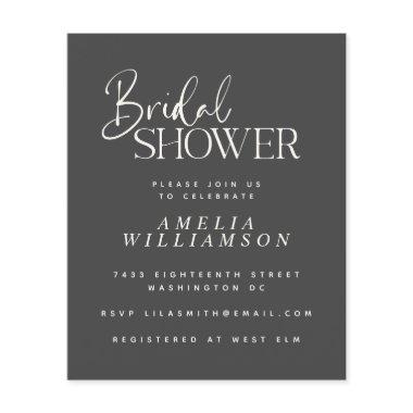 Budget Minimal Black Script Bridal Shower Invite