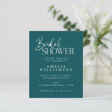 Budget Minimal Emerald Script Bridal Shower Invite