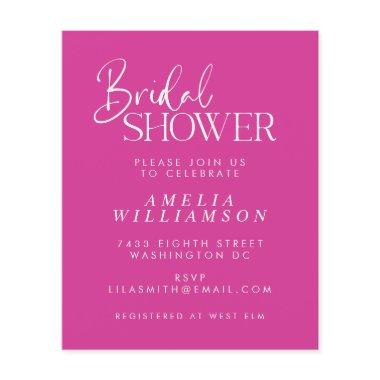 Budget Minimal Fuchsia Script Bridal Shower Invite