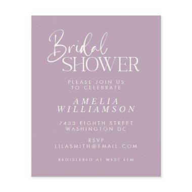 Budget Minimal Lilac Script Bridal Shower Invite